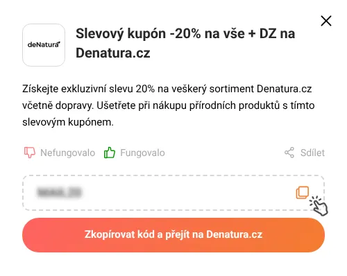 Návod jak zkopírovat slevový kód Denatura.cz
