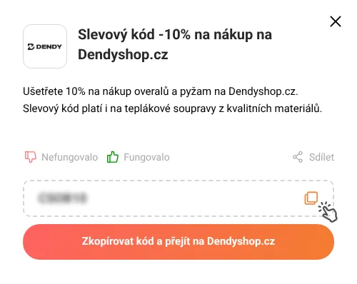 Návod jak zkopírovat slevový kupón Dendyshop.cz