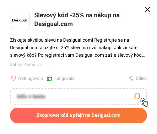 Návod jak zkopírovat slevový kód Desigual.com