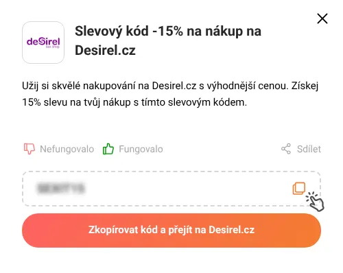 Návod jak zkopírovat slevový kupón Desirel.cz
