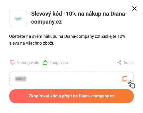 Návod jak zkopírovat slevový kód Diana-company.cz