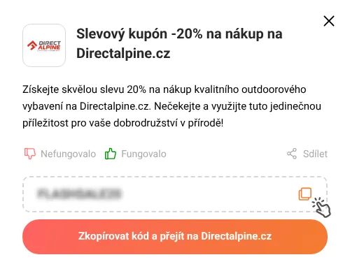 Návod jak zkopírovat slevový kód Directalpine.cz
