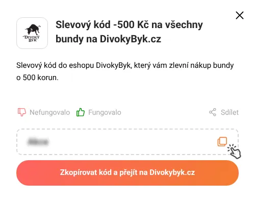 Návod jak zkopírovat slevový kód Divokybyk.cz