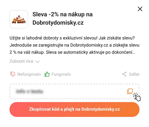Návod jak zkopírovat slevový kód Dobrotydomisky.cz