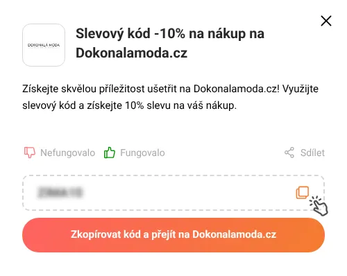 Návod jak zkopírovat slevový kupón Dokonalamoda.cz