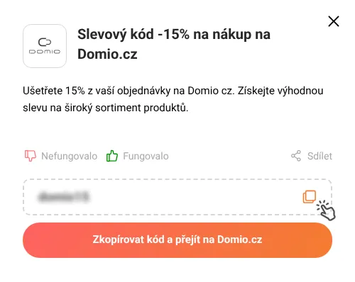 Návod jak zkopírovat slevový kupón Domio.cz