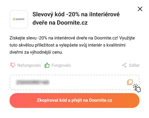 Návod jak zkopírovat slevový kód Doornite.cz