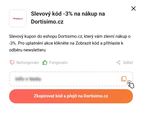 Návod jak zkopírovat slevový kód Dortisimo.cz