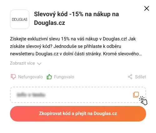 Návod jak zkopírovat slevový kód Douglas.cz
