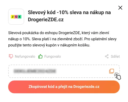 Návod jak zkopírovat slevový kód Drogeriezde.cz