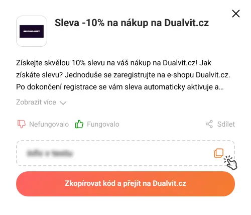 Návod jak zkopírovat slevový kód Dualvit.cz