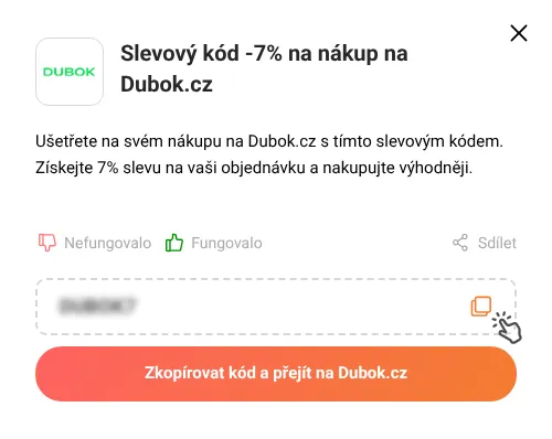 Návod jak zkopírovat slevový kód Dubok.cz