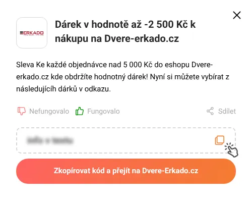 Návod jak zkopírovat slevový kód Dvere-Erkado.cz