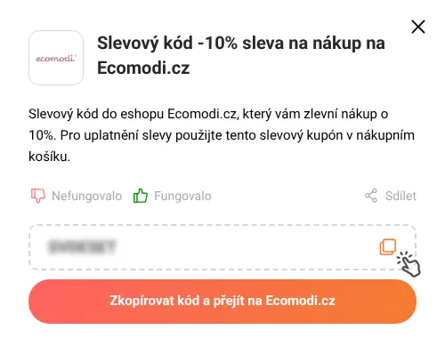 Návod jak zkopírovat slevový kód Ecomodi.cz