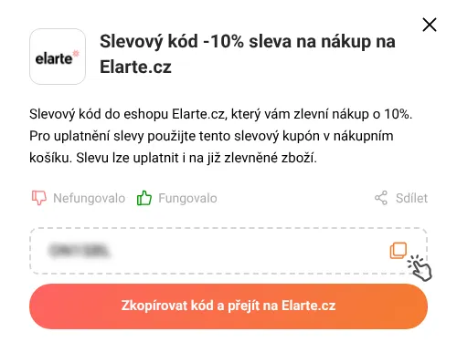 Návod jak zkopírovat slevový kód Elarte.cz