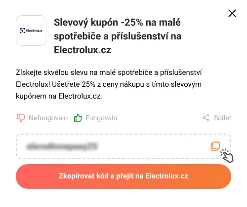 Návod jak zkopírovat slevový kupón Electrolux.cz