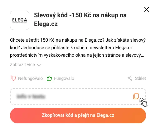 Návod jak zkopírovat slevový kód Elega.cz