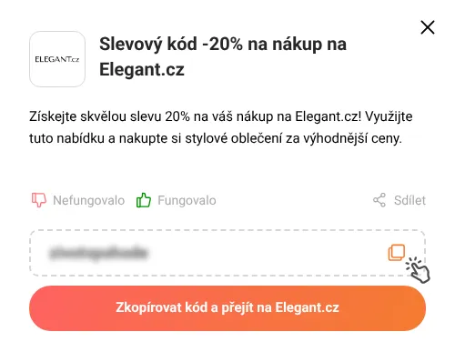 Návod jak zkopírovat slevový kód Elegant.cz