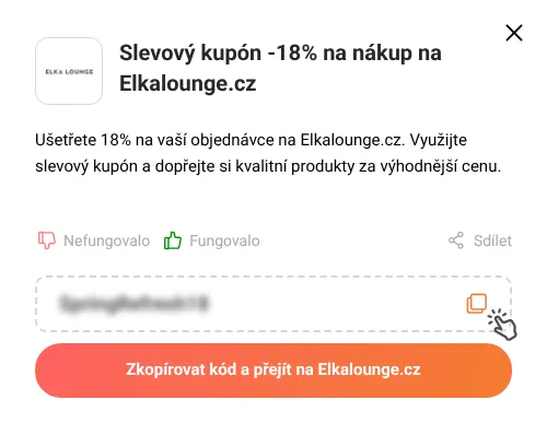 Návod jak zkopírovat slevový kód Elkalounge.cz