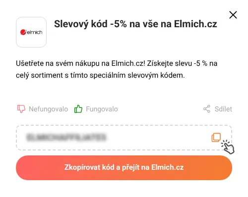 Návod jak zkopírovat slevový kód Elmich.cz