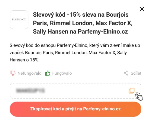 Návod jak zkopírovat slevový kód Parfemy-elnino.cz