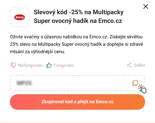 Návod jak zkopírovat slevový kupón Emco.cz