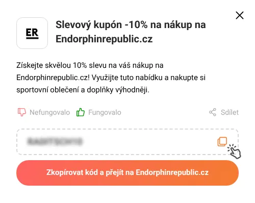 Návod jak zkopírovat slevový kód Endorphinrepublic.cz