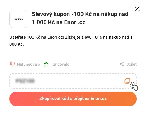 Návod jak zkopírovat slevový kód Enori.cz