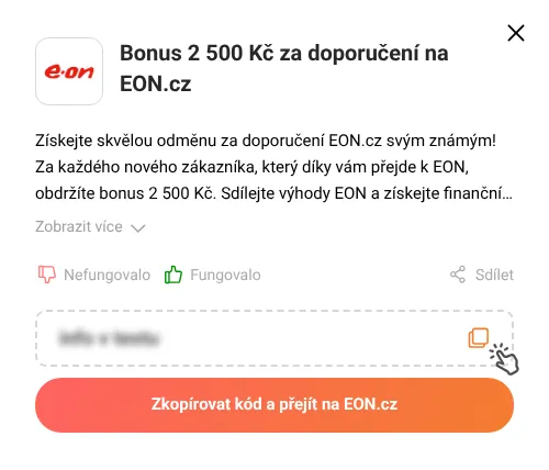 Návod jak zkopírovat promo kód EON.cz