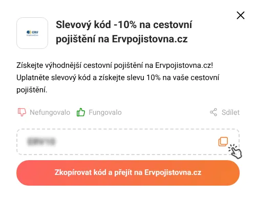 Návod jak zkopírovat slevový kód Ervpojistovna.cz