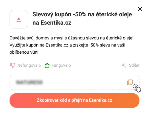 Návod jak zkopírovat slevový kupón Esentika.cz