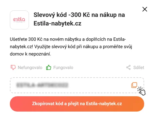Návod jak zkopírovat slevový kupón Estila-nabytek.cz