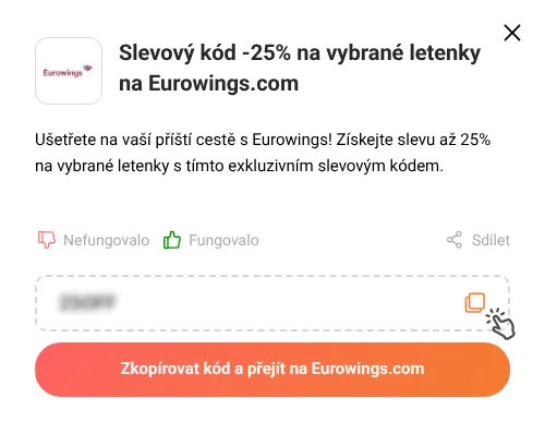 Návod jak zkopírovat slevový kód Eurowings.com