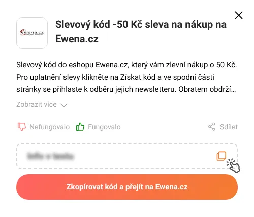 Návod jak zkopírovat slevový kupón Ewena.cz