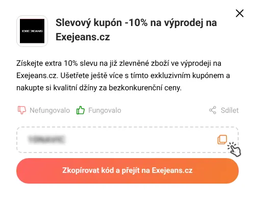 Návod jak zkopírovat slevový kód Exejeans.cz