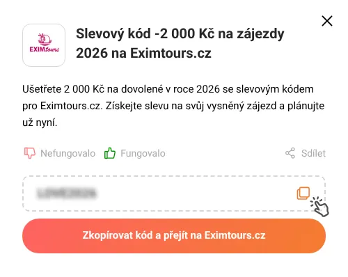 Návod jak zkopírovat slevový kód Eximtours.cz
