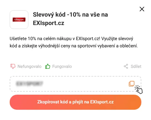 Návod jak zkopírovat slevový kupón EXIsport.cz