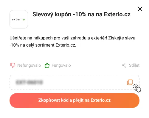 Návod jak zkopírovat slevový kupón Exterio.cz