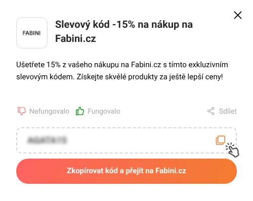 Návod jak zkopírovat slevový kód Fabini.cz