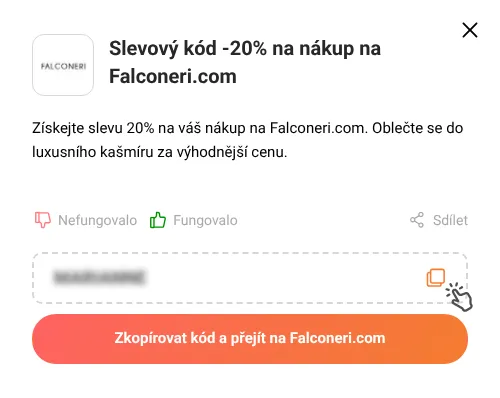 Návod jak zkopírovat slevový kód Falconeri.com