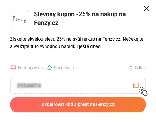 Návod jak zkopírovat slevový kód Fenzy.cz