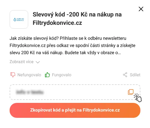 Návod jak zkopírovat slevový kupón Filtrydokonvice.cz