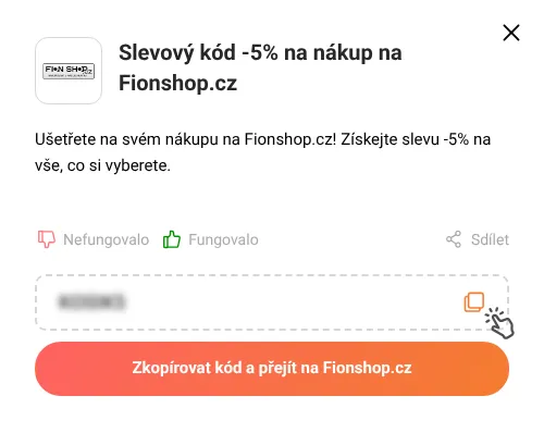Návod jak zkopírovat slevový kód Fionshop.cz
