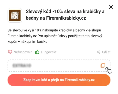 Návod jak zkopírovat slevový kupón Firemnikrabicky.cz