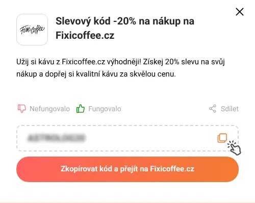 Návod jak zkopírovat slevový kód Fixicoffee.cz