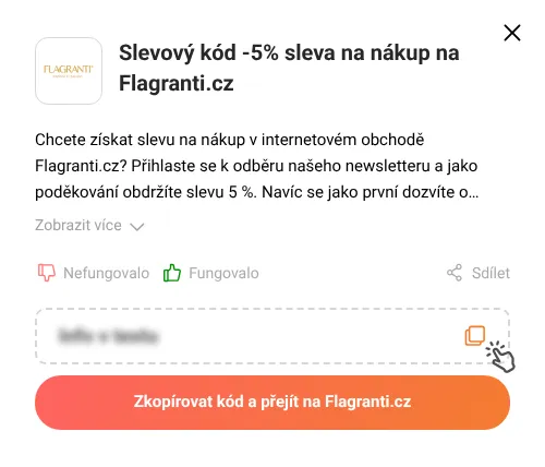 Návod jak zkopírovat slevový kód Flagranti.cz