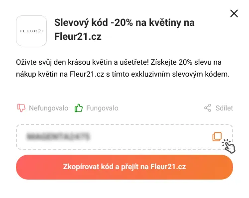 Návod jak zkopírovat slevový kód Fleur21.cz