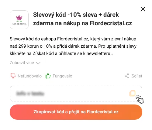 Návod jak zkopírovat slevový kupón Flordecristal.cz