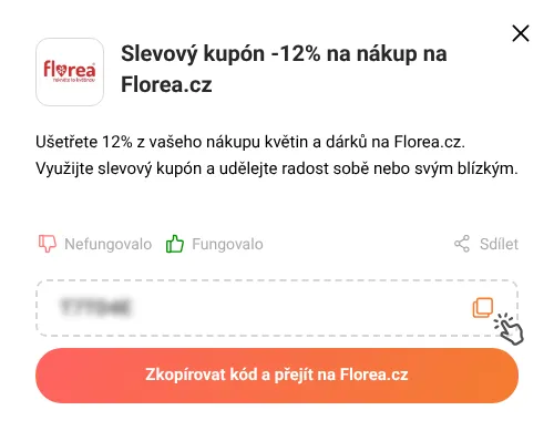 Návod jak zkopírovat slevový kód Florea.cz
