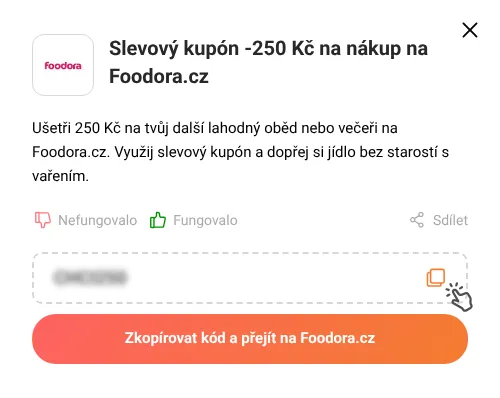 Návod jak zkopírovat slevový kód Foodora.cz